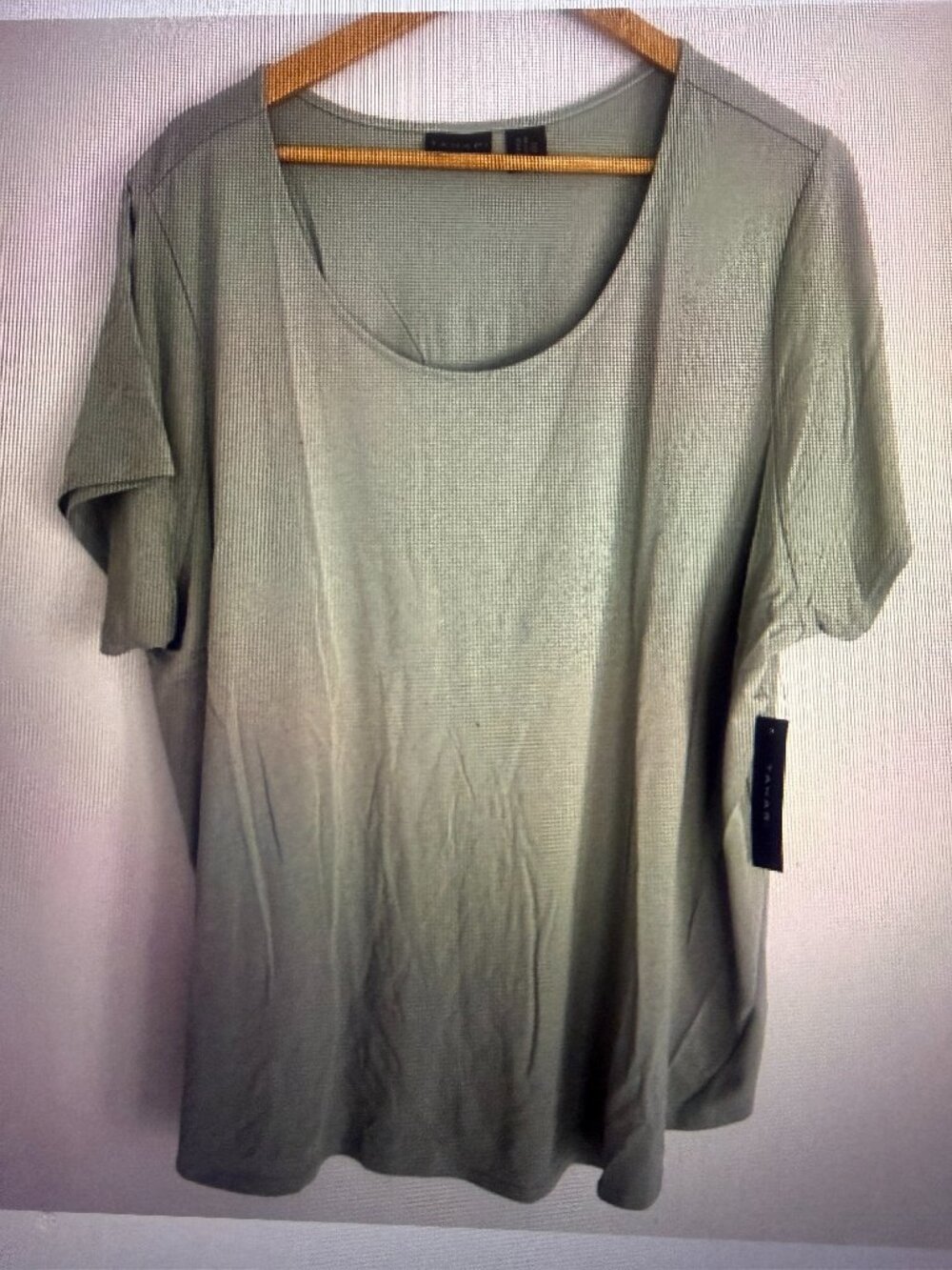 Tahari Women Green Short Sleeve Round Neck T shirt Size 3X NWT